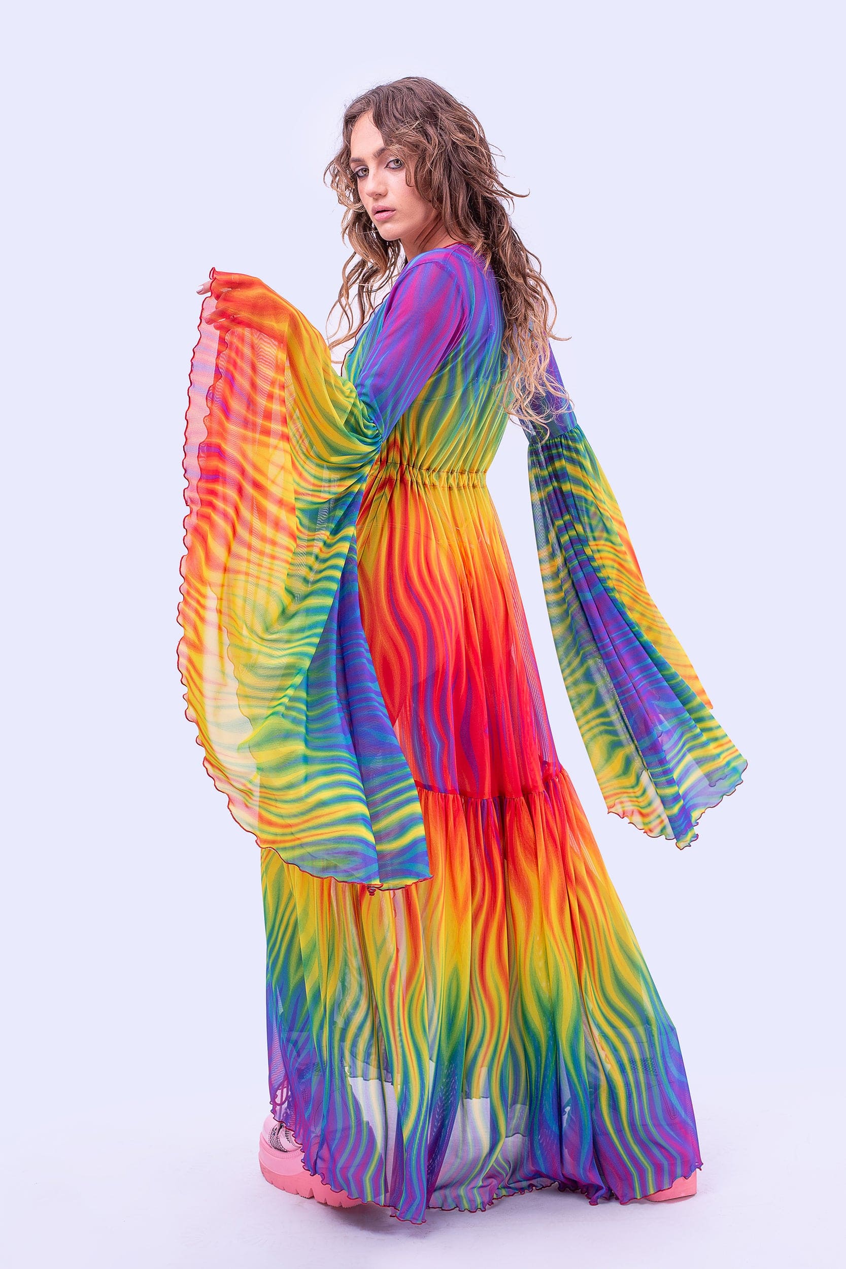 Rainbow Flame Unisex Mesh Duster - Image 3