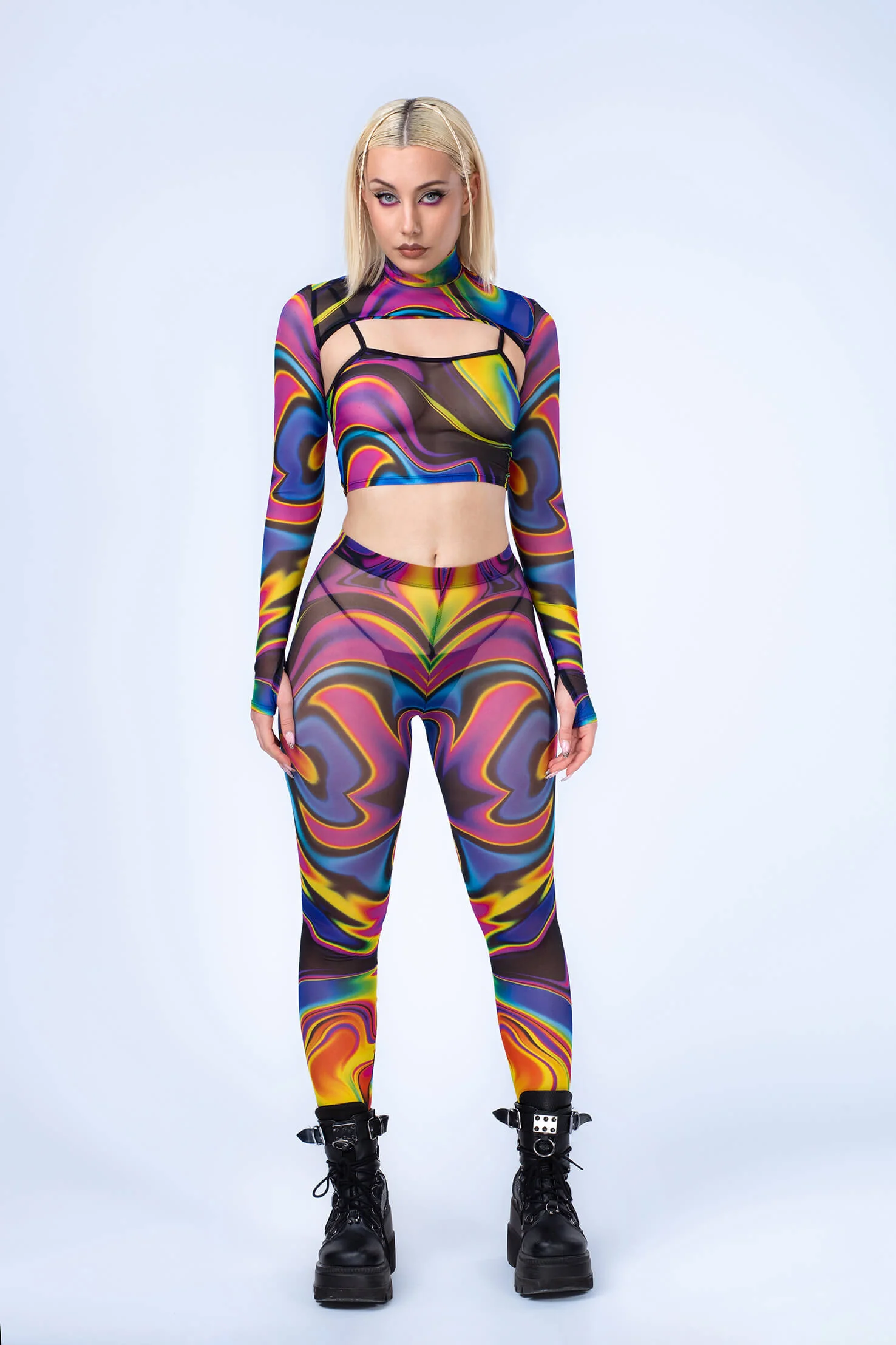 Space Fuel Mesh 2 Piece Shrug Top - Image 4