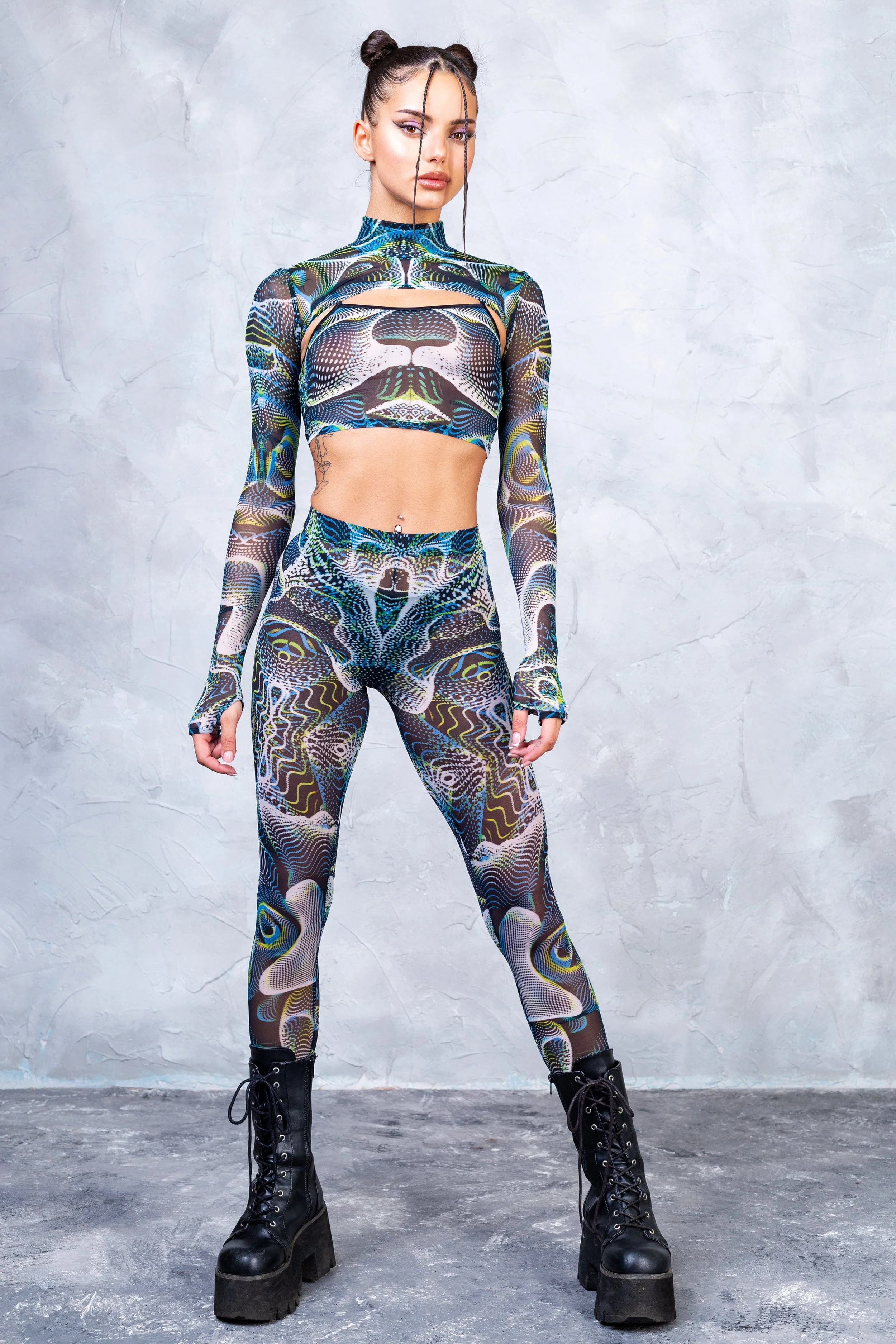 Vapor Trance Mesh 2 Piece Shrug Top - Image 3