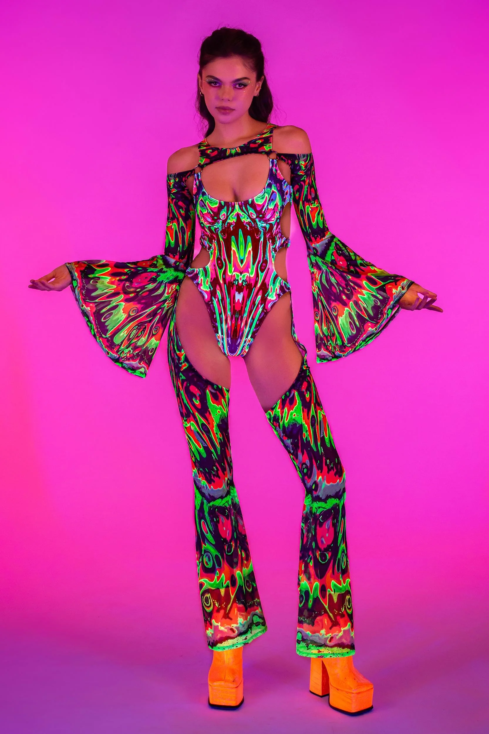 Wavy Gravy Flared Chaps Catsuit - Image 4